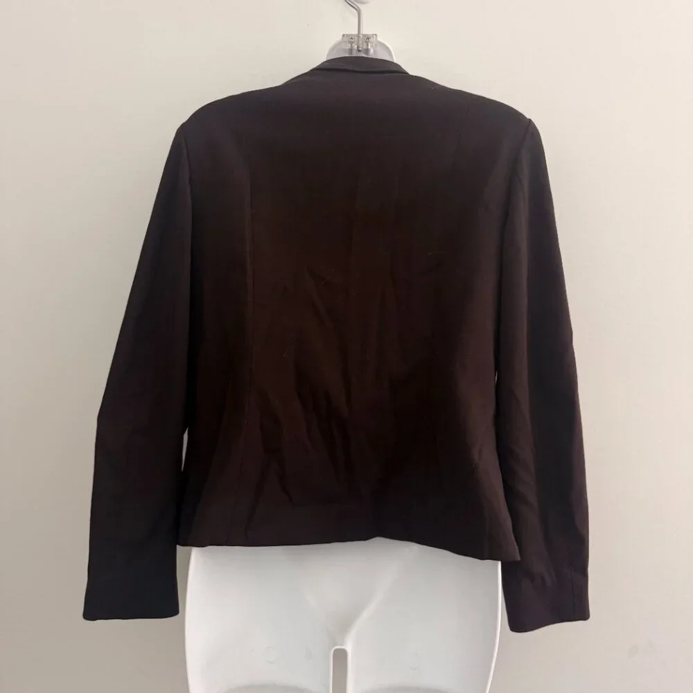 Liz Claiborne Collection Zip Jacket | Chocolate Brown | Petite 8 | Y2K Era - Picture 4 of 10